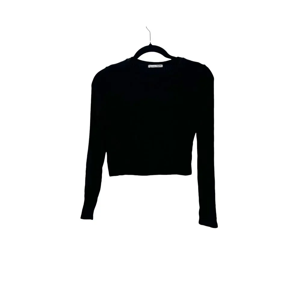Reformation Jeans Women's Knit Long Sleeves Top Black Size S NWOT